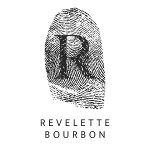 A stylized fingerprint forms the shape of a "R" above the text "Kevelette Bourbon."