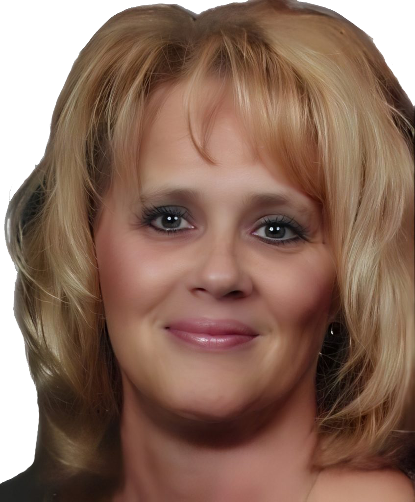 A person with wavy blonde hair and a subtle smile is looking directly at the camera.